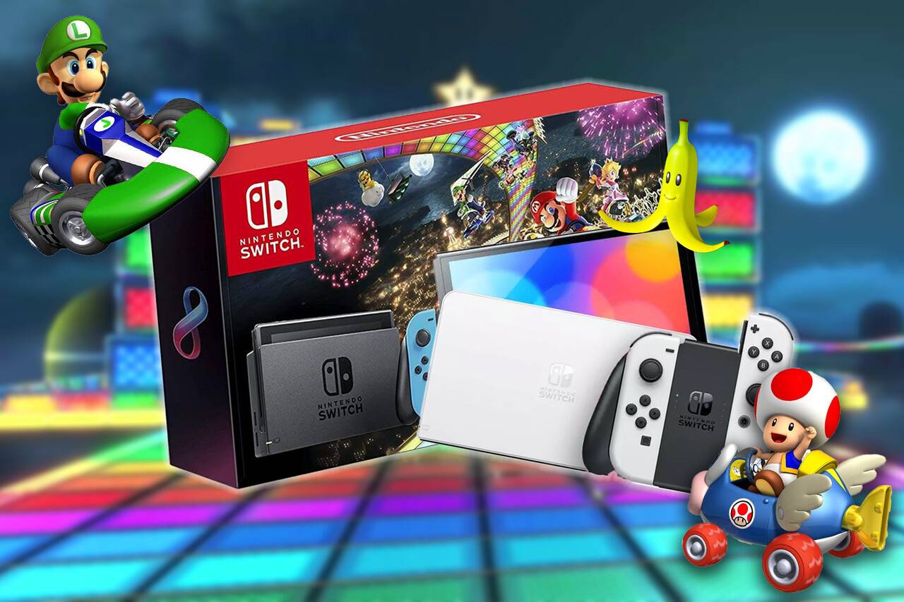 NINTENDO Switch OLED with Mario Kart 8 Deluxe & Switch Online 3 Month Membership Bundle