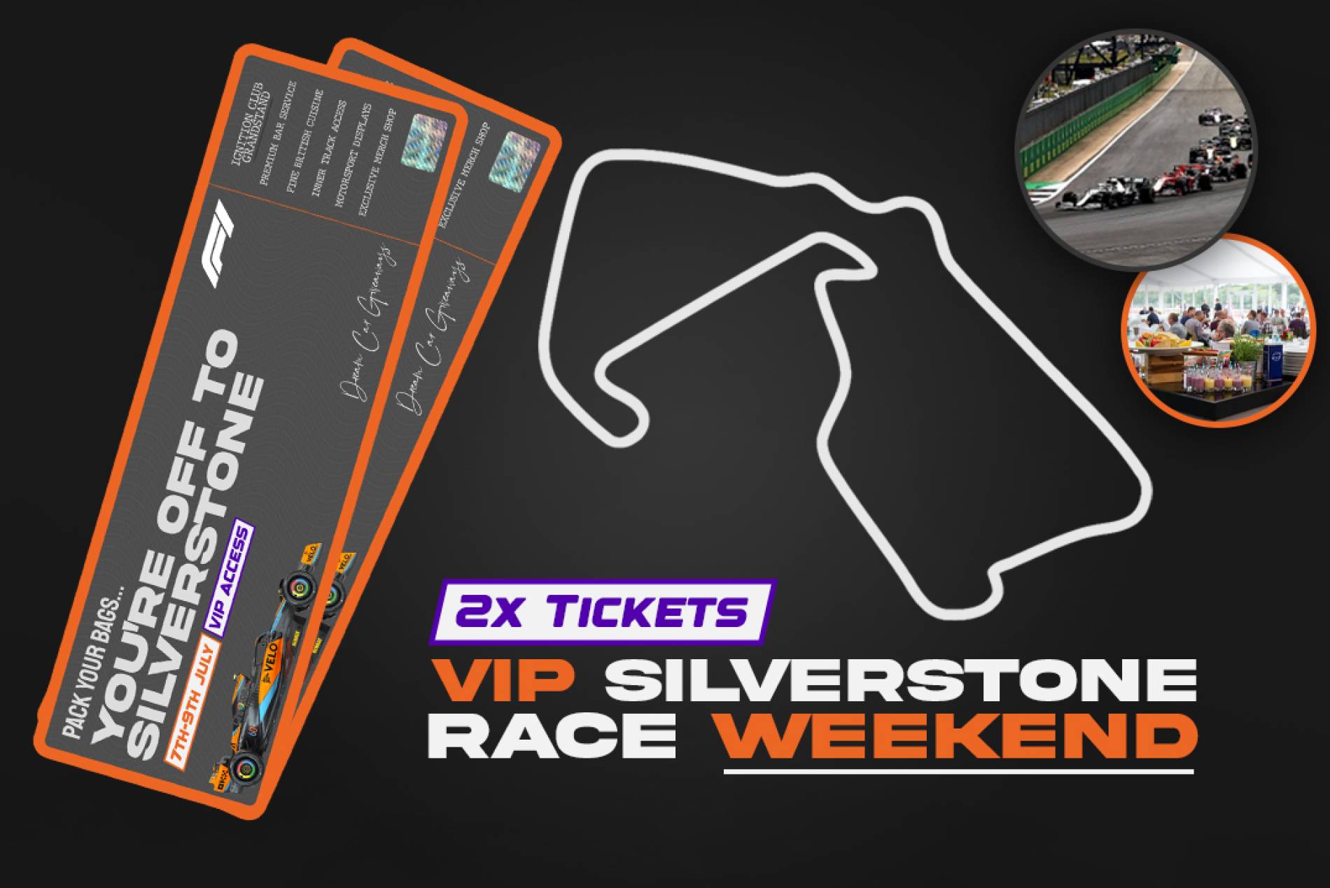 WIN 2 x Silverstone F1 Hospitality Tickets & £1000 or £3,500 Tax Free
