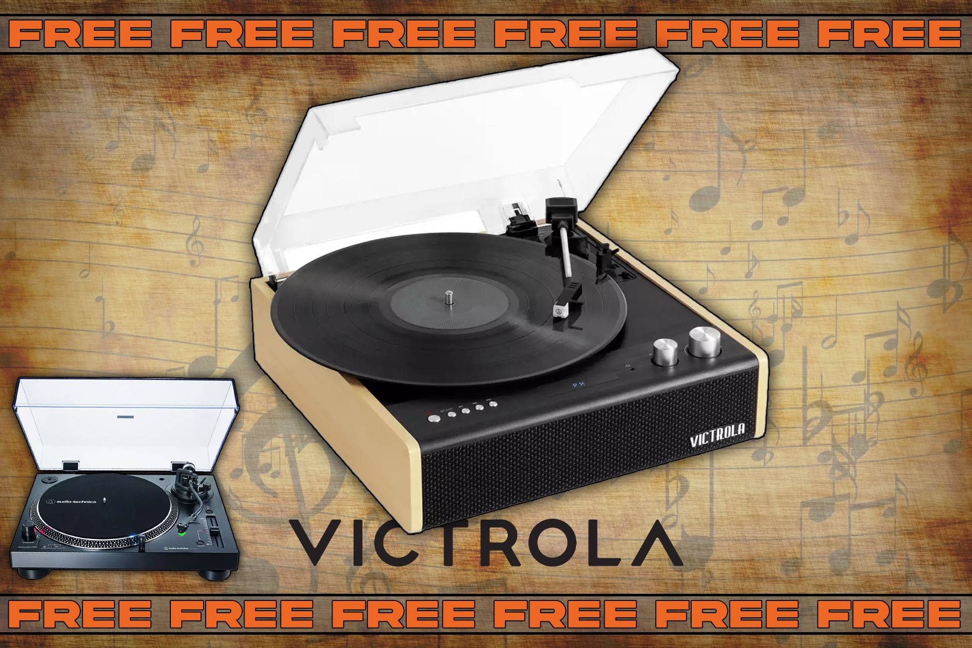 Free To Enter: Victrola Record Player (Spend £1+ and upgrade to Audio-Technica Record Player)