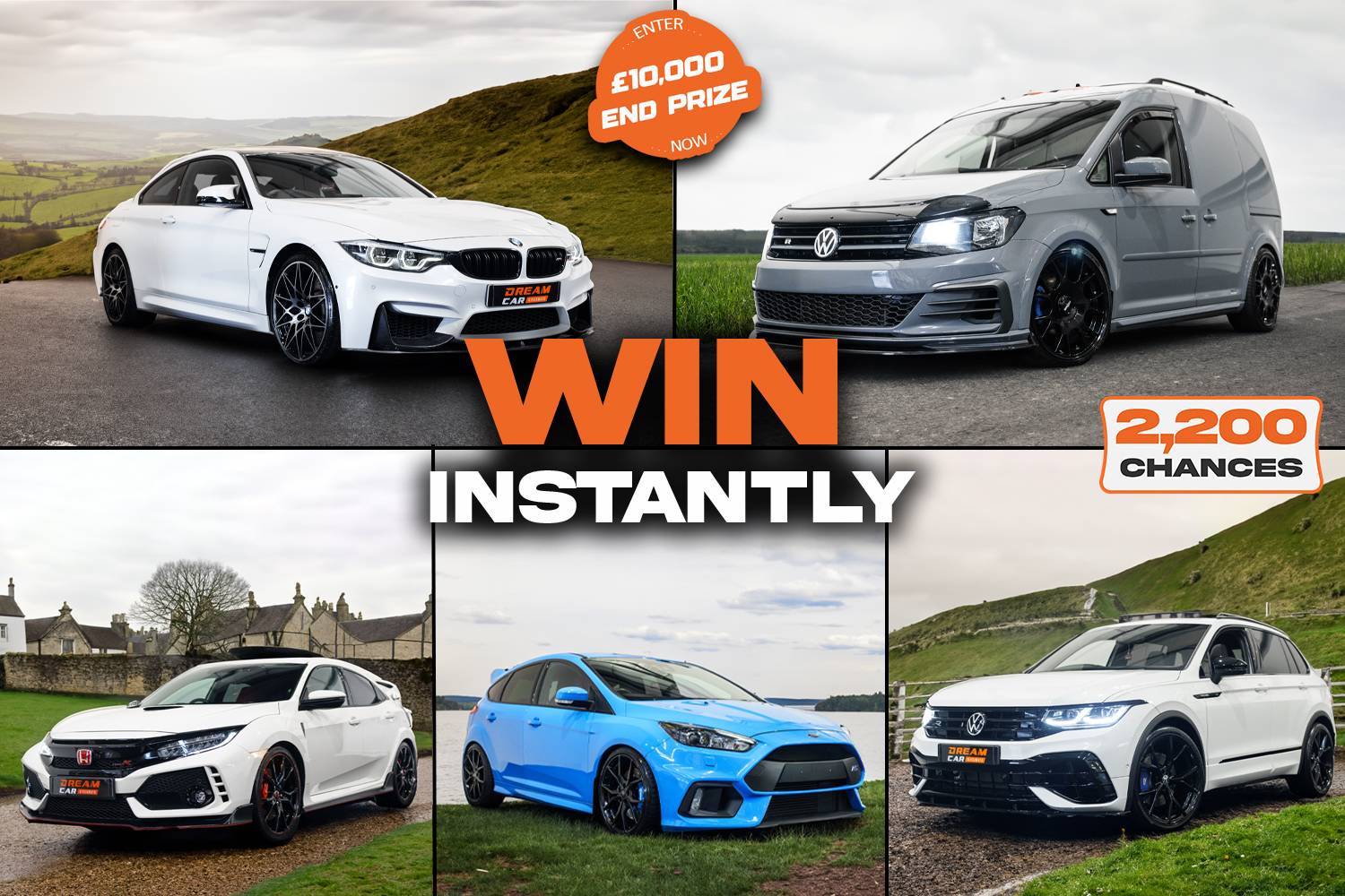 WIN INSTANTLY! 2200 Prizes / 5 Cars & £10,000 End Prize